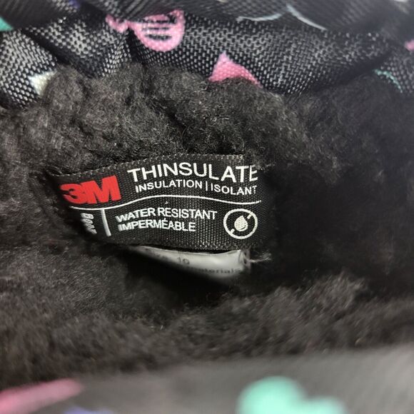 Northside Frosty Polar Boots Toddler Black Purple Hearts 3M Thinsulate Size 10 - Picture 7 of 11
